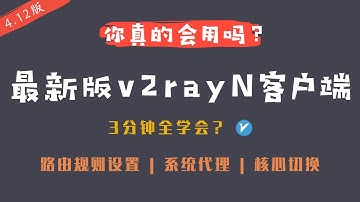「#49」最新版 v2rayN客户端，只需3分钟全学会？4.12 版本 v2rayn windows 客户端使用教程｜路由规则｜系统代理 怎么用？