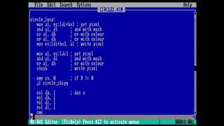 CGA Graphics Programming: Circle Reflection using Base Relative Addressing
