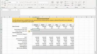 Creating a Planned Income Statement (Budget) - Production and Planning Excel