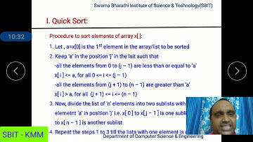 PPS - Video Lecture – Quick Sort  - Lecture-IV by Madhira Srinivas -11-05-2020