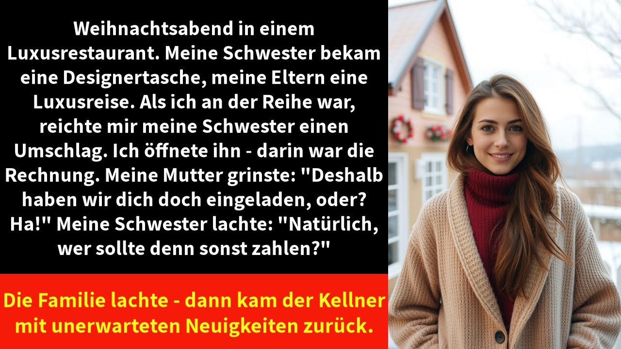 Weihnachtsabend in einem Luxusrestaurant. Meine Schwester bekam eine Designertasche,