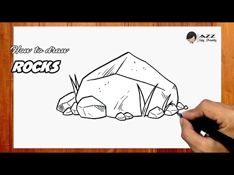 How to draw Rocks step by step
