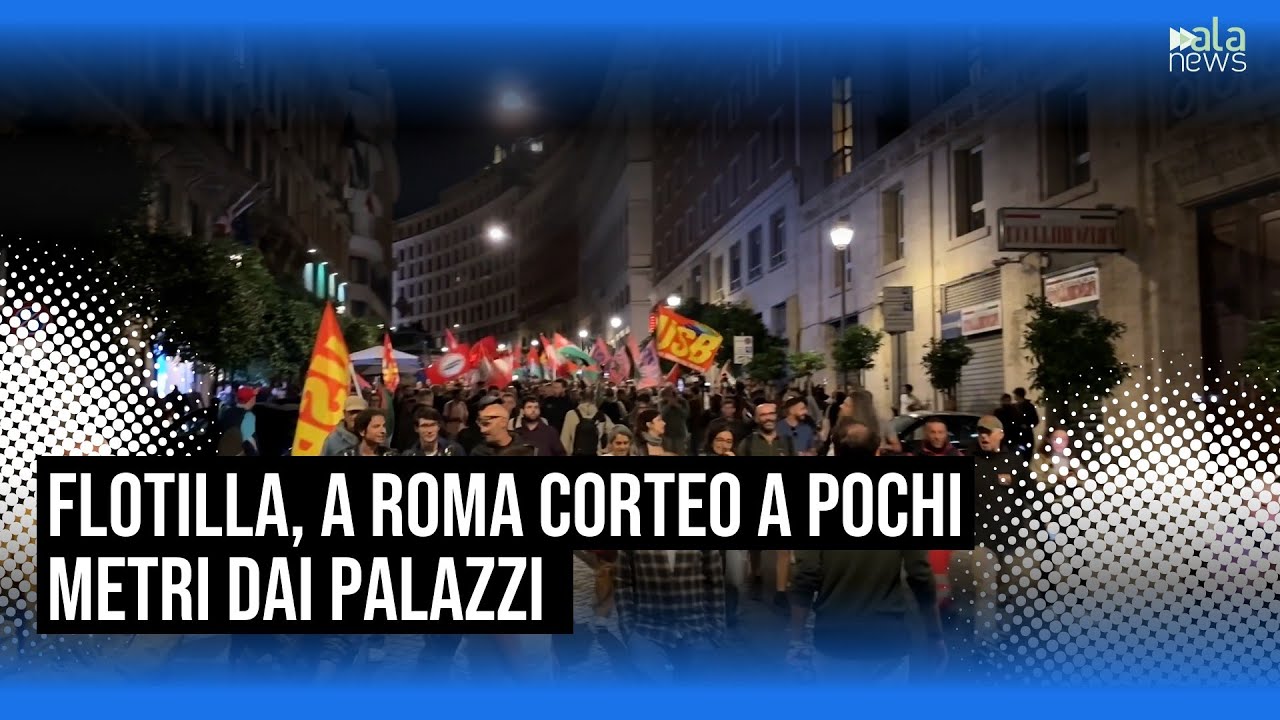 Flotilla, corteo verso i Palazzi: manifestanti a Piazza Barberini