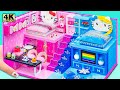 Build simple hello kitty vs frozen house in hot and cold style from cardboard  diy miniature house