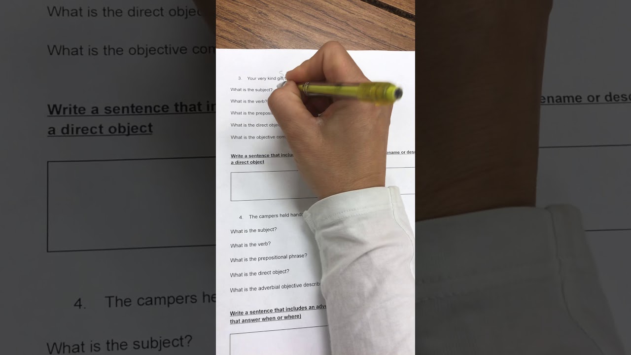 Labeling A Sentence Worksheet