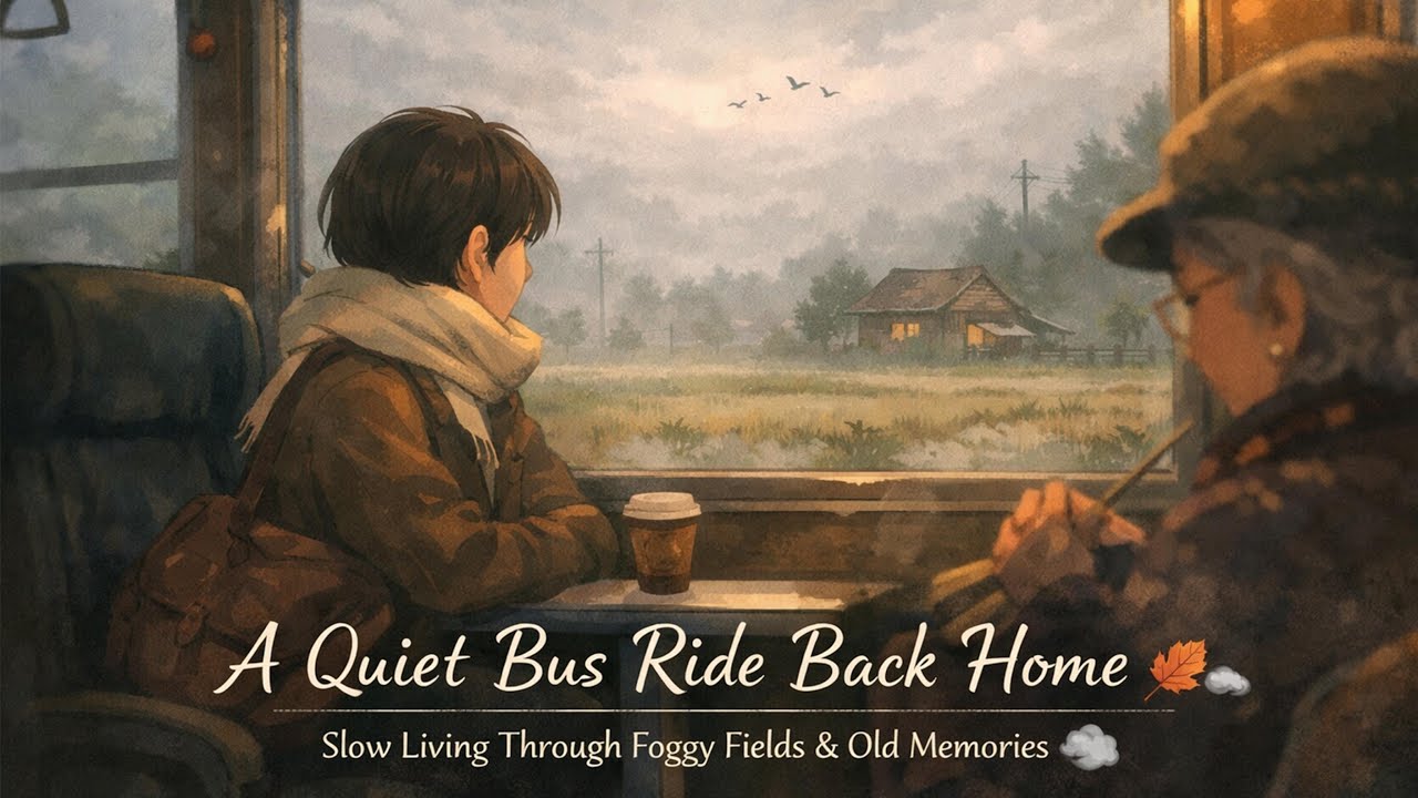A Quiet Bus Ride Back Home | Slow Living Through Foggy Fields | Old Memories 🌫🍂