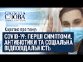 Коротко про тему:- COVID-19: ПЕРШІ СИМПТОМИ, АНТИБІОТИКИ ТА СОЦІАЛЬНА ВІДПОВІДАЛЬНІСТЬ