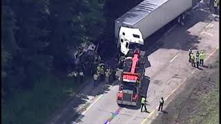 Aftermath of crash on Route 2 near Amherst