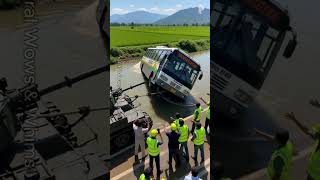 Bus Falls Into River — Military Tank to the Rescue! #Shorts #Rescue #viralvideo