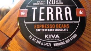 Cannabis edible review : Kiva TERRA Bites espresso beans 120 mg