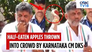 Karnataka CM DK Shivakumar Faces Backlash After Throwing Half-Eaten Apples Into Crowd | N18V