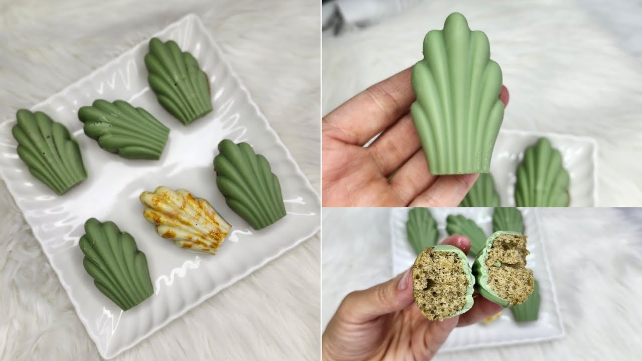 Green Thea (Matcha) Madeleines //مادلان بذوق التاي الاخضر (الماتشا)
