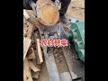 Splitting firewood in the countryside with a machine