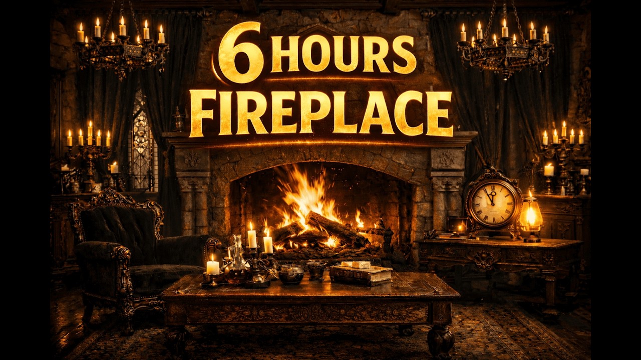 Fireplace 🔥 6 Hours (Cozy Crackling Fire Ambience)