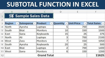 How to use the SUBTOTAL Function in Excel || Step-by-Step Guide for Beginners