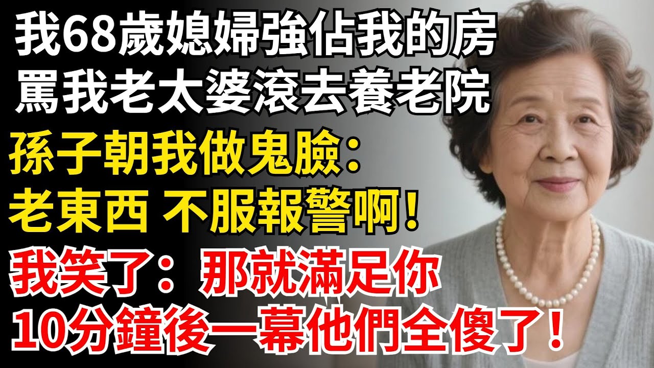 我68歲媳婦強占我的房，罵我老太婆滾去養老院，孫子朝我做鬼臉：老東西 不服報警啊！10分鐘後一幕他們全傻了！