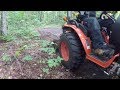 #185 kubota b2601 compact tractor. Rear blade. Landplane. Grading the driveway. Ditch turned crown?