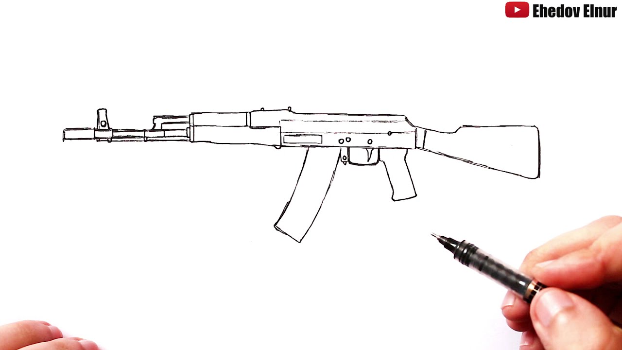 Как нарисовать автомат карандашом поэтапно для начинающих калашникова