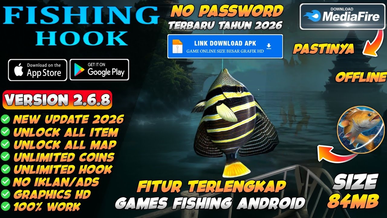 Fishing Hook Mod Apk v2.6.8 Terbaru 2026 Unlimited Money &