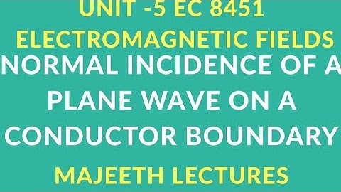 EC 8451 ELECTROMAGNETIC FIELDS-NORMAL INCIDENCE OF A PLANE WAVE ON A PERFECT COUNDUCTOR