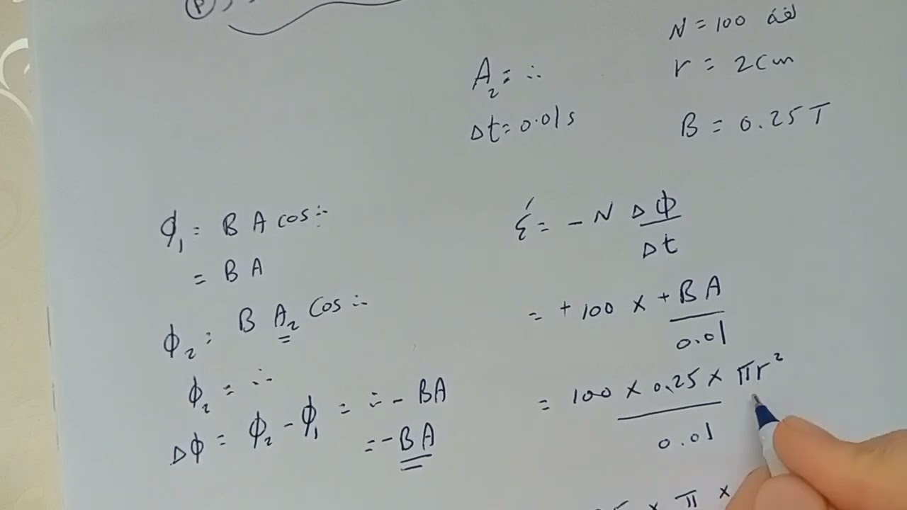 حل ورقة عمل الحث الكهرومغناطيسي، أسئلة امتحانات وزارية وتجريبية.