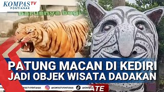 Patung Macan Putih Di Kediri Bentuknya Tak Sesuai Ekspetasi, Kini Jadi Objek Wisata Dadakan