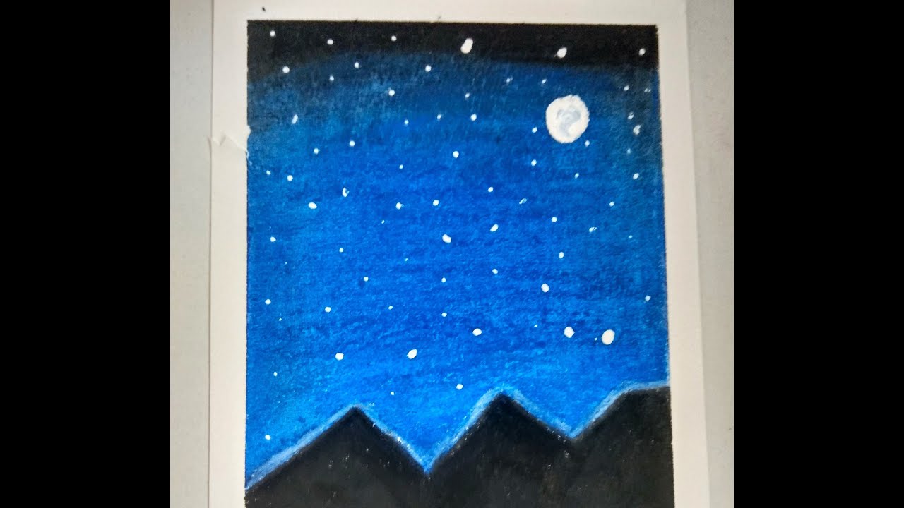 Easy Oil Pastel Night Sky Drawing For Beginners/Step by Step Easy - YouTube