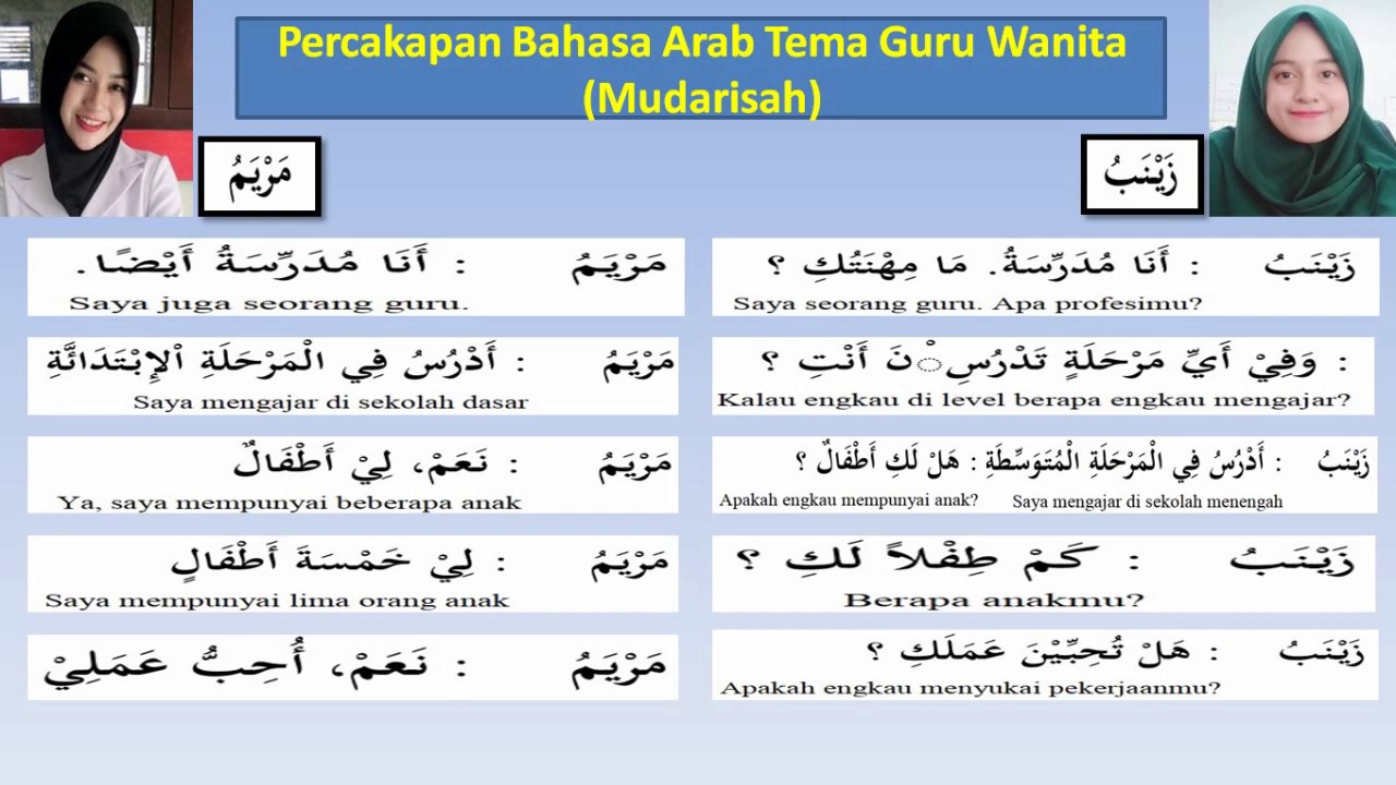 Percakapan Bahasa Arab Tema Guru Wanita Mudarisah Youtube