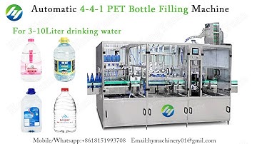 Automatic 4-4-1 PET Bottle Rinsing Filling Capping Line | 3, 5, 10 Liters Drinking Water Filler