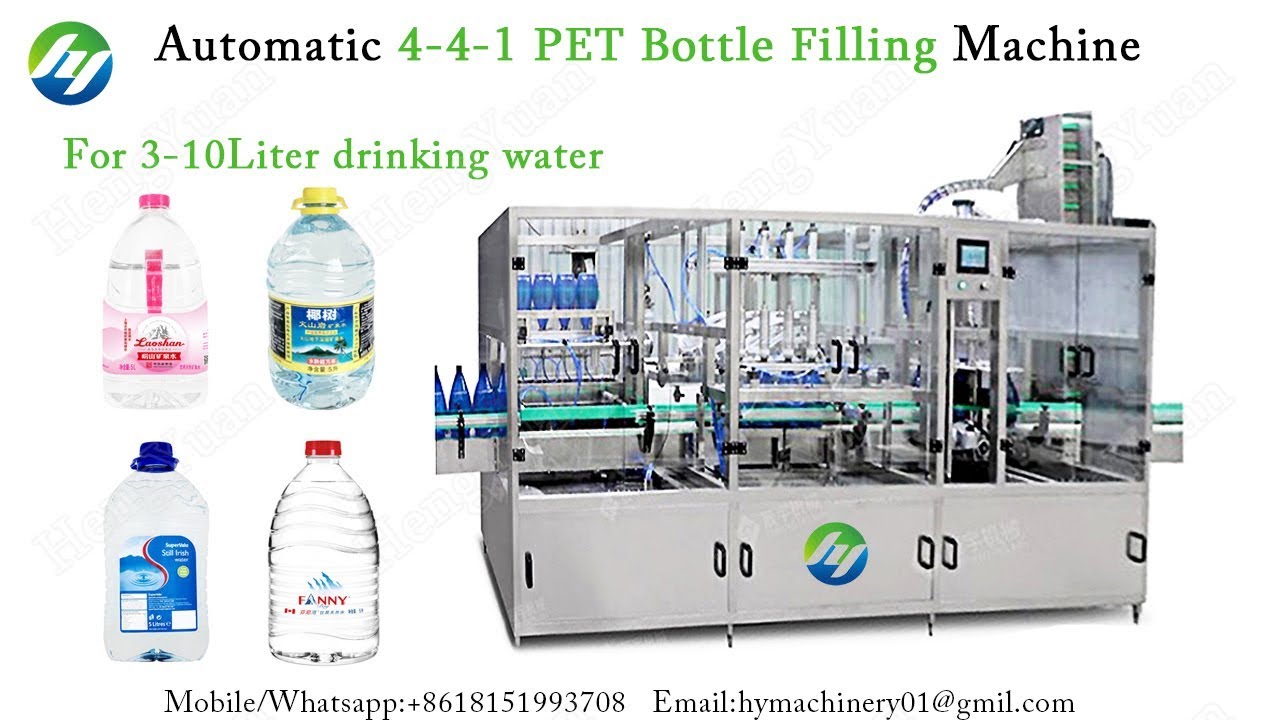 Automatic 4 4 1 Pet Bottle Rinsing Filling Capping Line 3 5 10 Liter Pet Bottle Drinking Water Water Bottling Machine