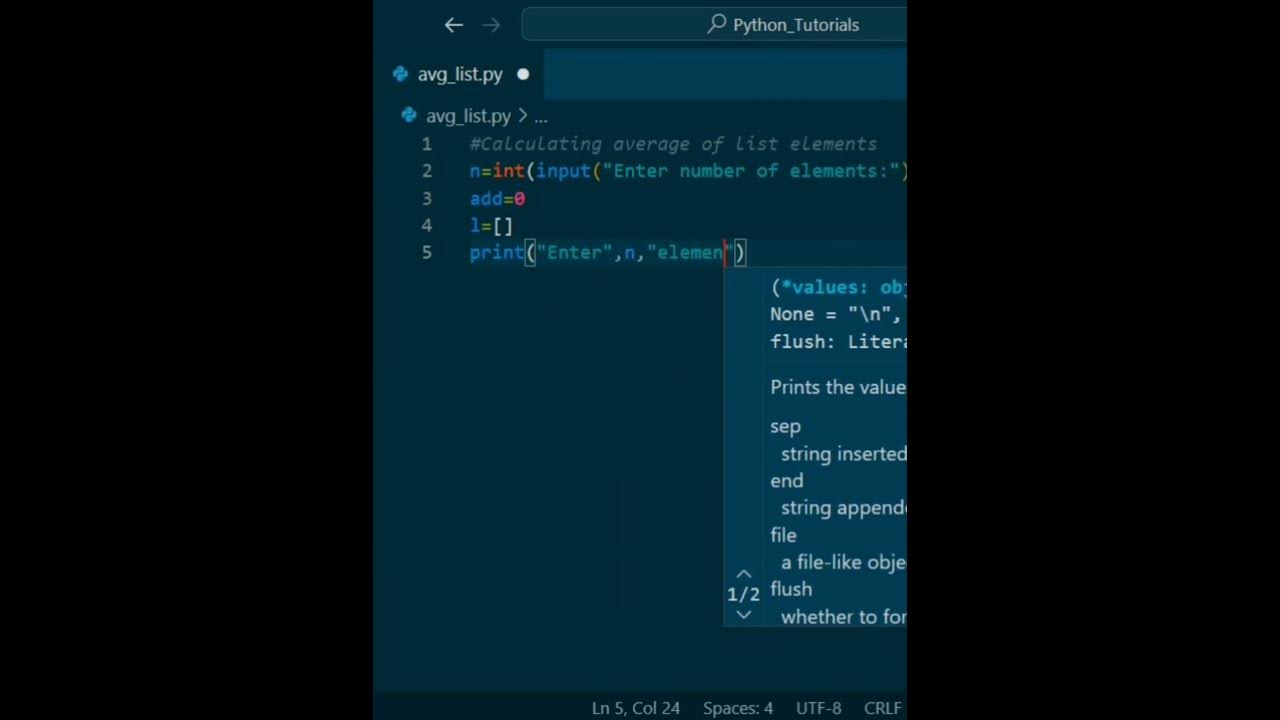 python-program-to-calculate-sum-and-average-of-list-elements-python