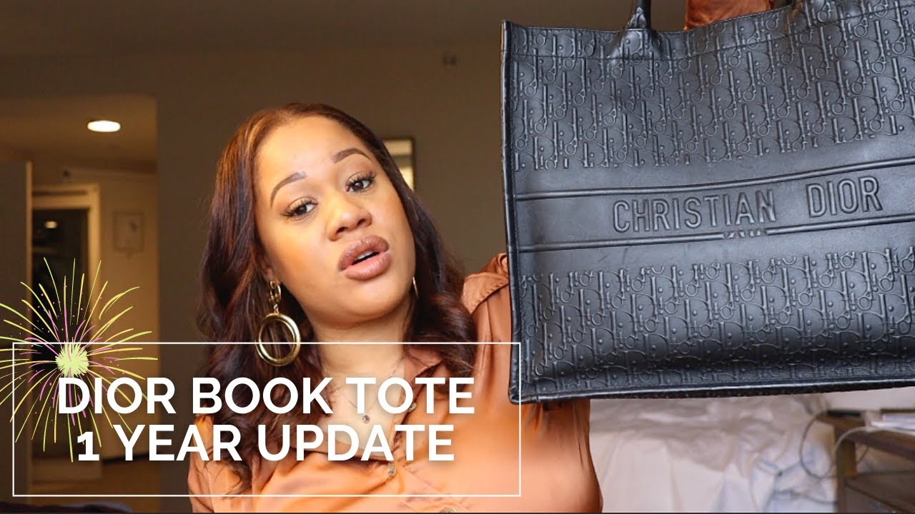 1 Year DIOR BOOK TOTE Review - Pros & Cons - LARGE DIOR BOOK TOTE Black  Oblique Embossed Calfskin 