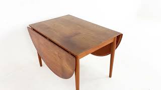 Arne Vodder for Sibast Mid Century Danish Teak Drop Leaf Expanding Dining Table With 2 Leaves