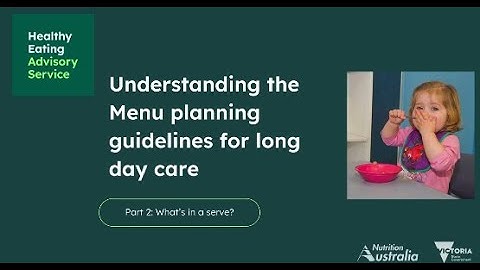 Session 1: Understanding the Menu planning guidelines for long day care. Part 2: What