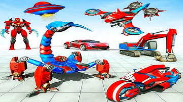 Scorpion UFO Robot Car Transform: Mech Robot Wars Save the City | Android iOS Gameplay