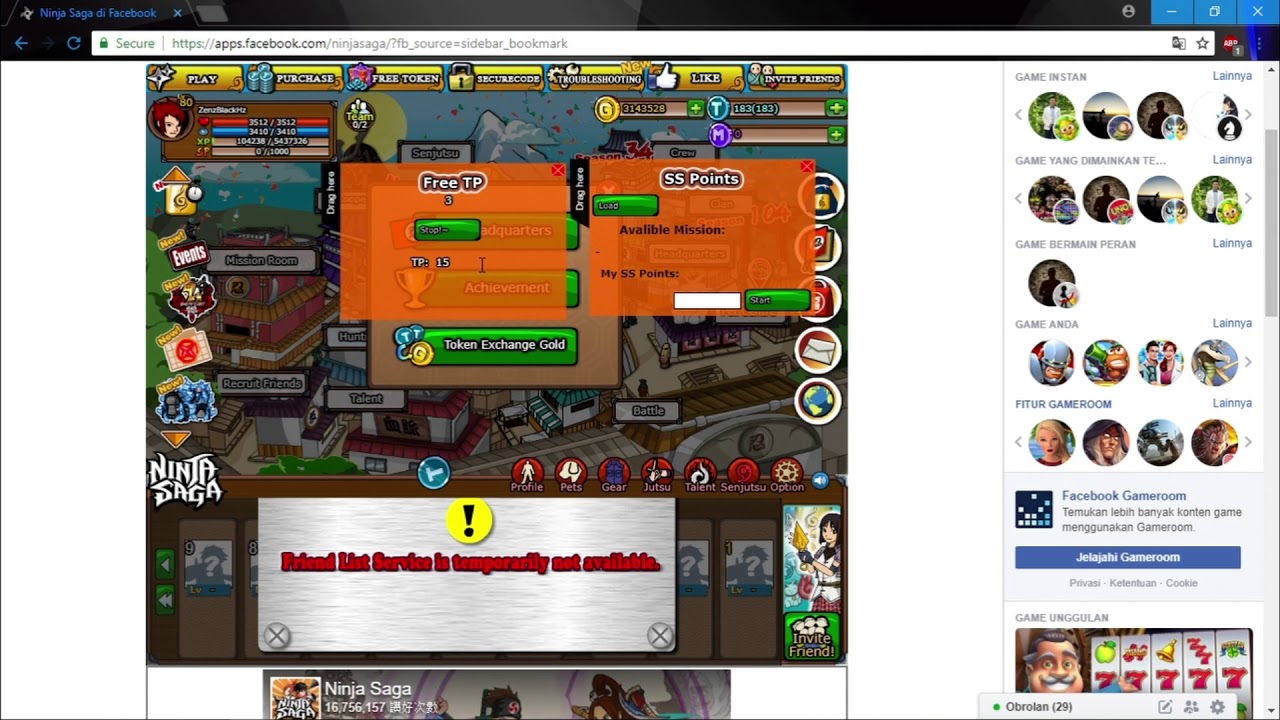 Hack TP and SS Ninja Saga