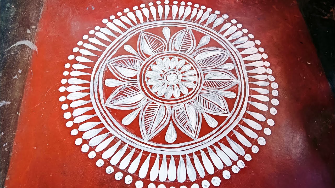 Beautiful round alpona design || খুব সুন্দর আল্পনা ডিজাইন step by step 