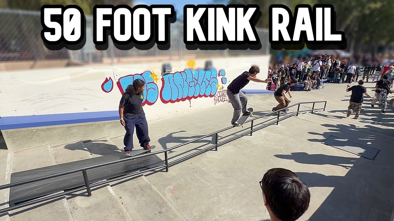 Pro Skaters Vs 50 FOOT KINK RAIL (Courthouse Upgrade)