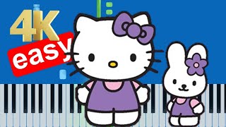 Hello Kitty and Friends Theme Song (Slow Easy Medium) Piano Tutorial 4K screenshot 4