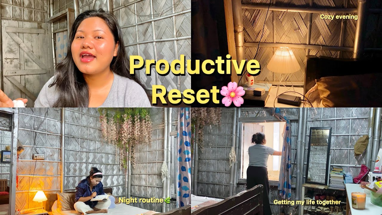 Cozy Reset day🍃 Cleaning My Room, cozy evening Sunset🌆 & Night Routine🌌🕯️