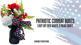 Transform Combat Boots with Red White & Blue Flowers #usa @MonkeysCreations