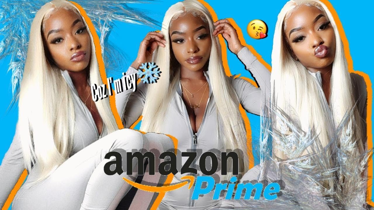 £34 AMAZON PLATINUM BLONDE SILKY STRAIGHT LACE FRONT WIG!! | ft VEBONNY