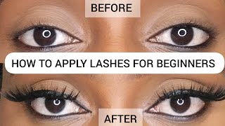 HOW TO APPLY LASHES FOR BEGINNERS//Step by Step//How to apply false lashes for beginners