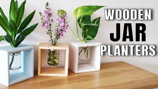 Simple Planter Box with Glass Mason Jar | Hydroponics Vase Frame Home Decor Idea | XDIY