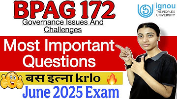 BPAG 172| Important Questions| June 2025| Ignou classes by Nisha| IGNOU
