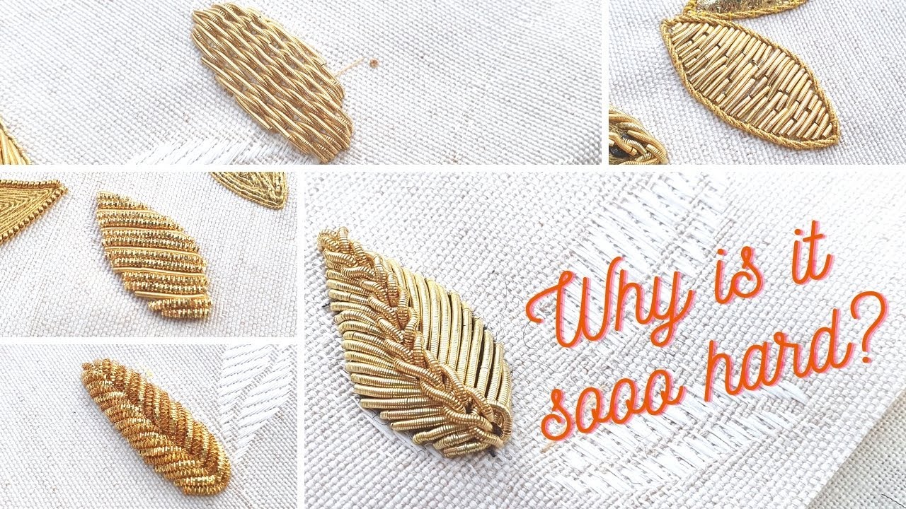 Cutwork 5 Ways (6 really) - Goldwork Leaves Series / Hand Goldwork Embroidery in Detail