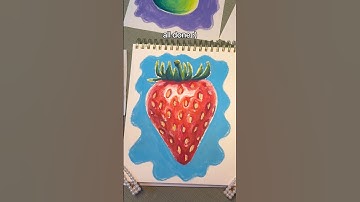 Drawing an oil pastel strawberry 🍓 #oilpastel #artprocess #colortheory #drawing