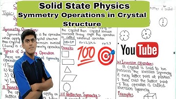 Symmetry Operations in Crystal Structure|Solid State Physics|BSC|MSC|BS Semester 6|