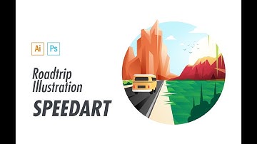 Road Trip Vector Art Illustration Timelapse | Adobe Illustrator + Photoshop Speedart