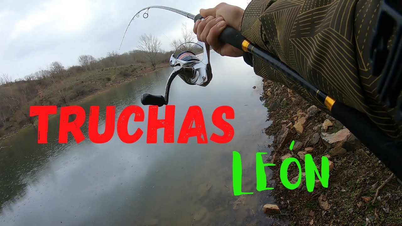 Pesca de TRUCHAS en embalse a CUCHARILLA ||lake TROUT fishing with SPINNER (León)